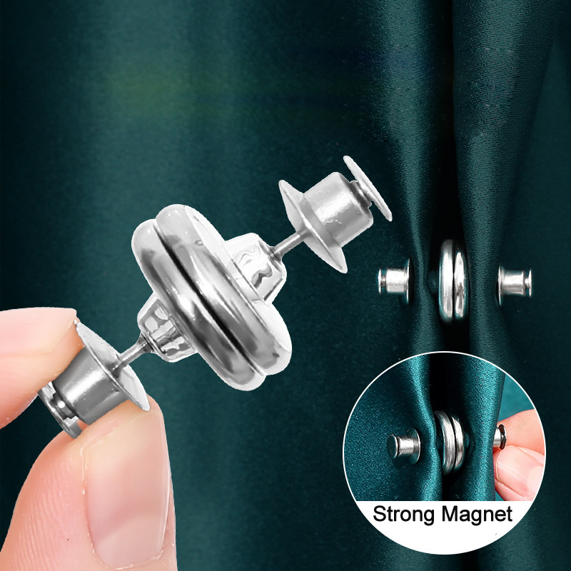 4/8Pairs Curtain Magnetic Button Detachable Curtain Fix Fastener Clip Prevent Light Adjustment Window Screen Close Magnet Buckle