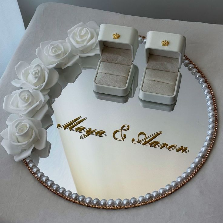 Customized Nikkah Tray | Engagement Ring Tray | Handmade Wedding Gift Tray | Personalized Ring Holder | Premium Wedding Props | Decorative Nikkah Ceremony Tray | Customized Engagement Accessories | Luxury Gift Presentation Box