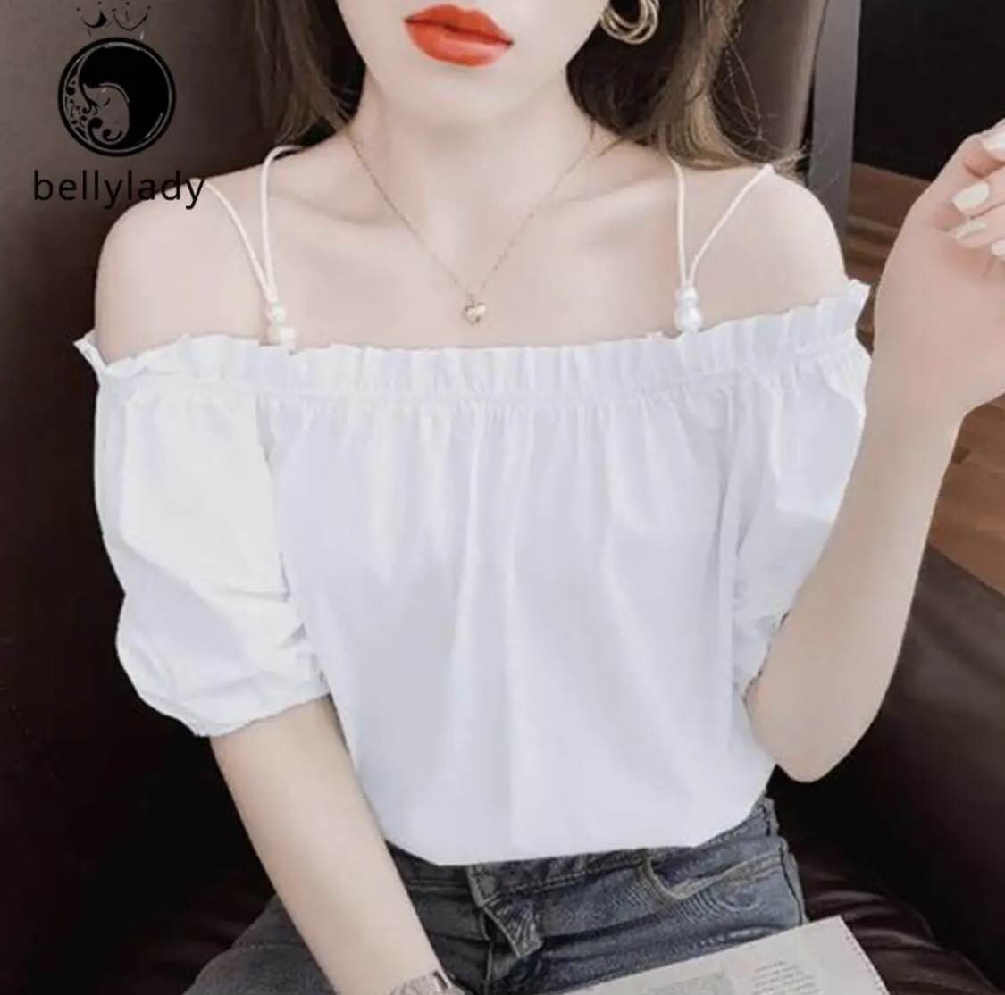 Women Shirt Cotton Off Shoulder Short Sleeves Tops For women Sweet Summer Floral Printing Shirts