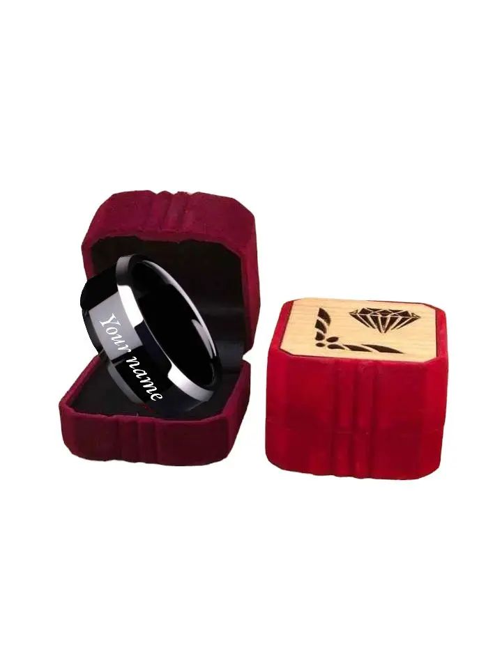 Customized Black Name Ring With Gift Box Price Changed high Quality Stainless steel Ring with free name Engraving The Gift Customizers