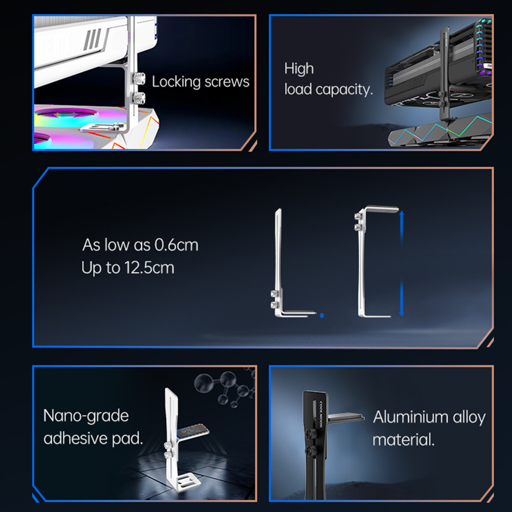 Computer Graphics Card Holder Chassis Fan Support Aluminum GPU Fixed Bracket Wear Resist Adjustable Graphics Card Support