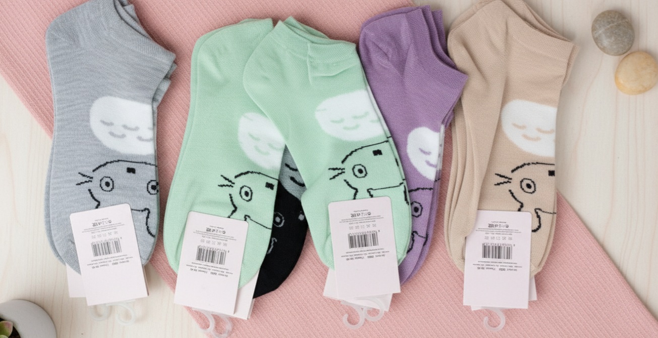 Korean Style Fancy Floral Ladies Socks 1 Set | Korean Style Floral Short Ankle Socks for Women | Soft Cotton Breathable Low Cut Socks | Cute Kawaii Pattern Casual Socks, Random Color Comfortable Fashion Socks, Trendy Girls Socks, Women Flower Design Socks