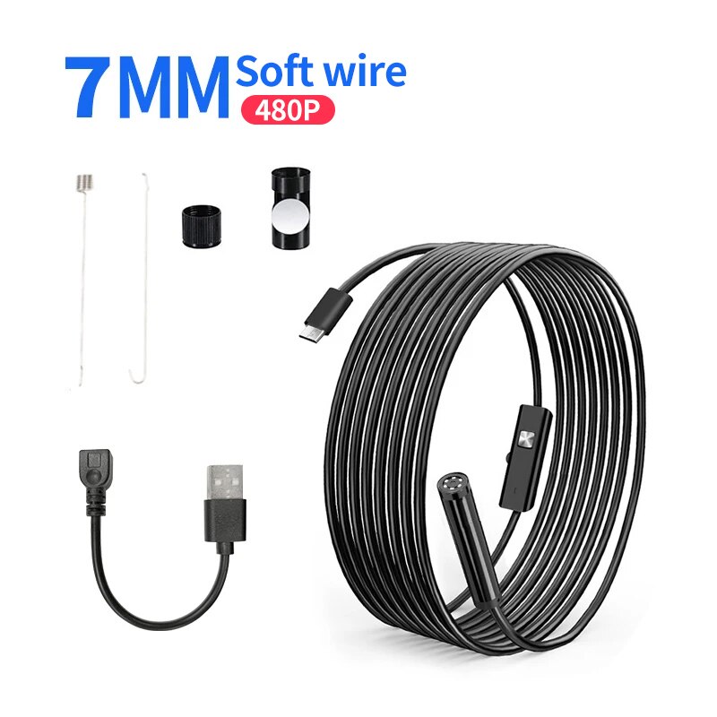Android Endoscope 5.5mm 7mm Borescope Inspection Snake Camera