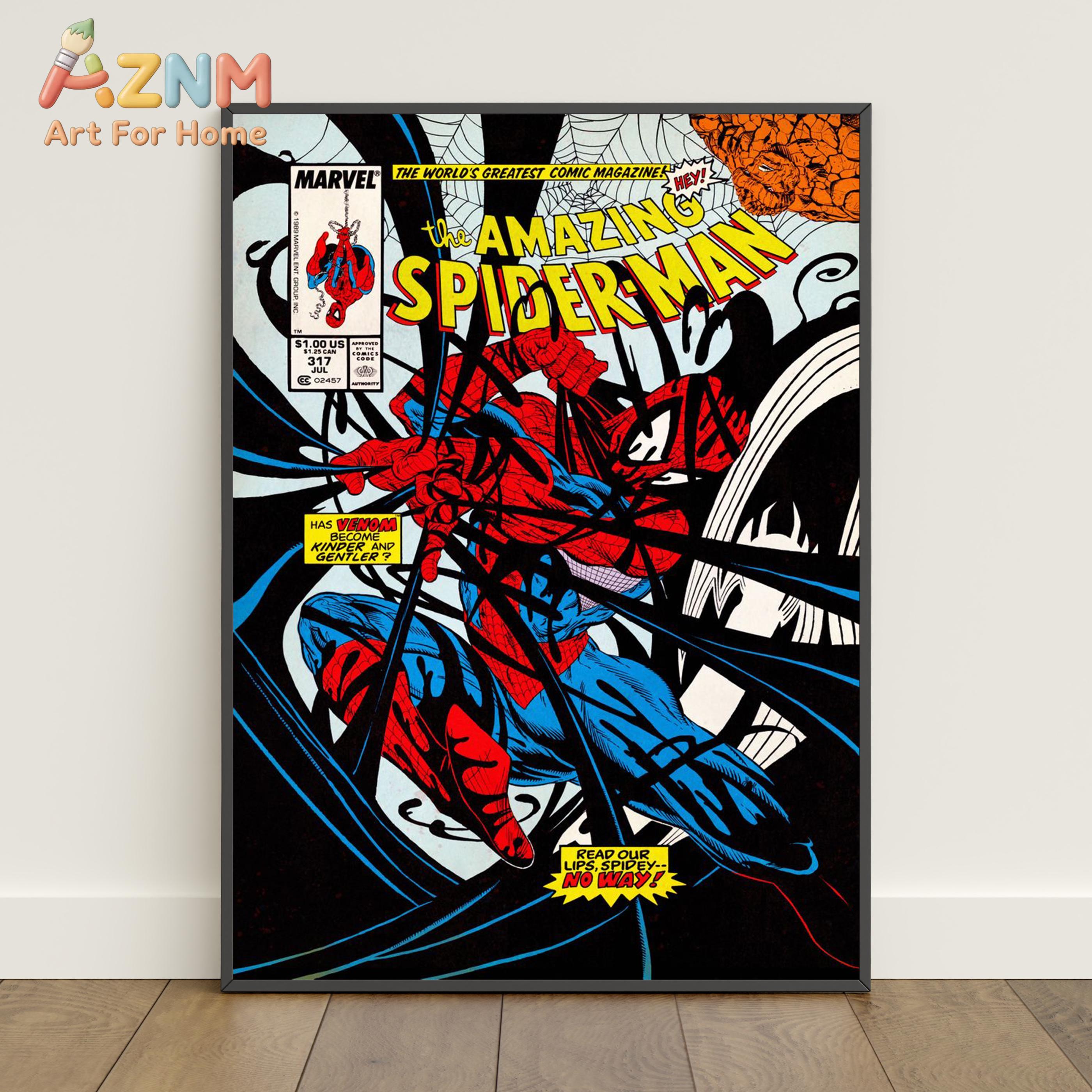 Spiderman Comic Book Covers Poster _ Peter Parker Wall Art _ Movie Canvas Print