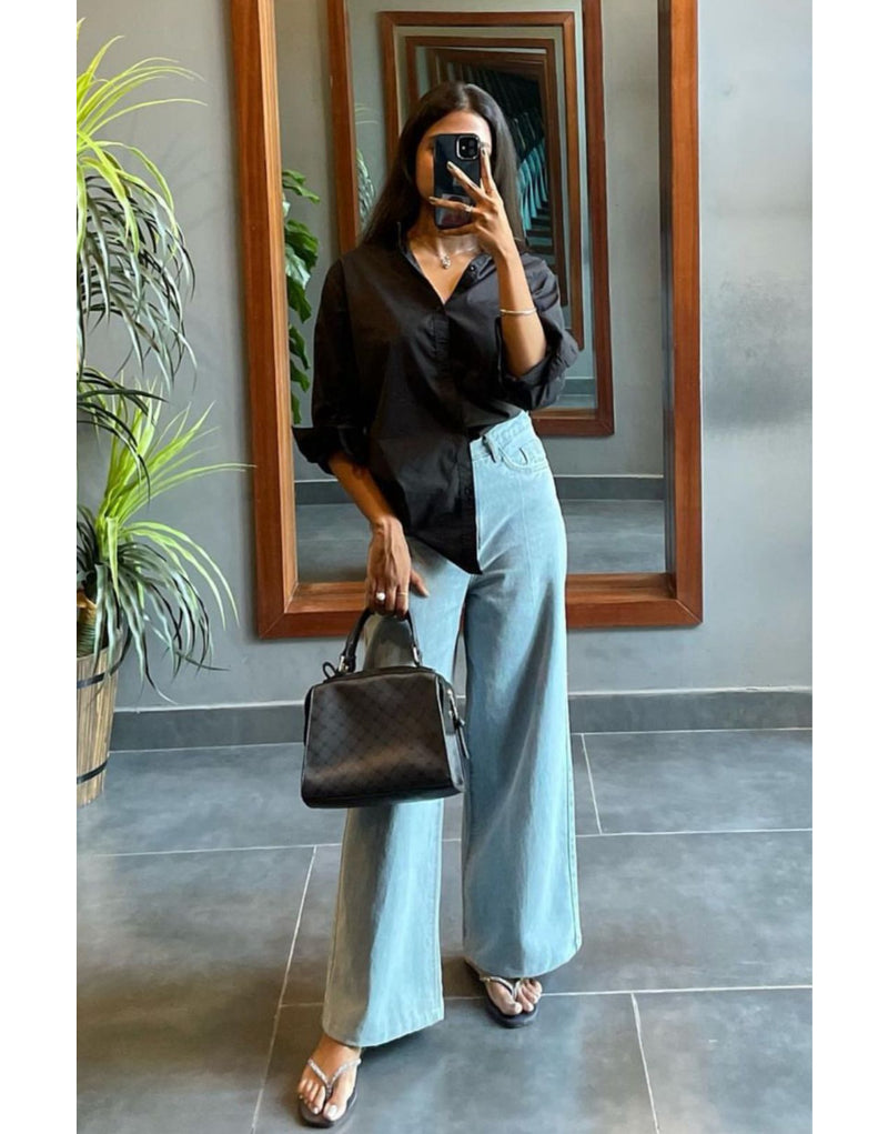 Women Light Blue Wide Leg Jeans | High Waist Loose Fit Denim Pants for Girls & Ladies | Trendy Summer Jeans for Women | Baggy Trousers for Girls and Women