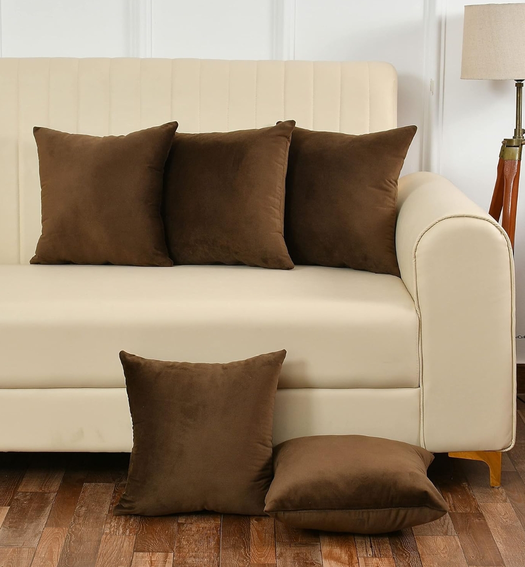 Pack Of 5 Plain Velvet Cushion Covers