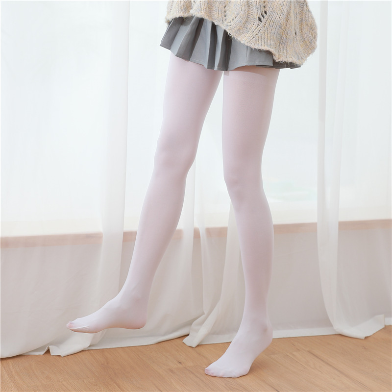 Fall Winter Adult Pantyhose Milk White Silk Socks for Girls Lolita Velvet Thin Bottom Jumpsuit Socks Women