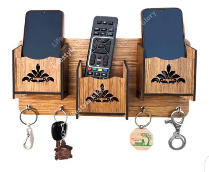 Wooden Wall Keychain holder and Mobile Phone holder wooden wall keychain and phone charging holder