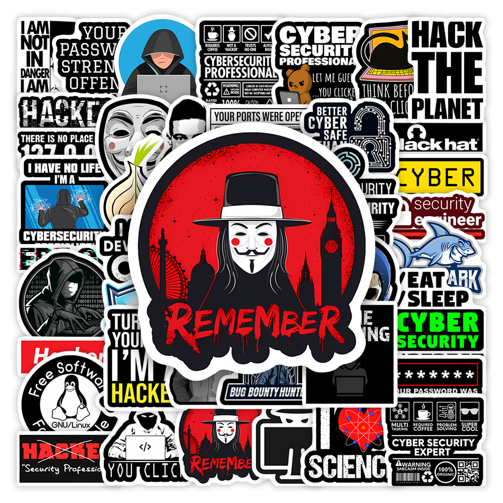 Cybersecurity Anonymous Hackers Security Stickers Cracker Firewall Decorative Decal for Laptop Phone Scrapbook Bottle Waterproof