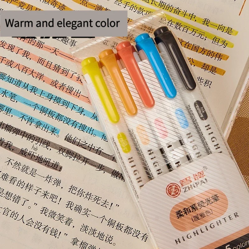 5 Colors/box Double Headed Highlighter Pen Set Fluorescent Drawing