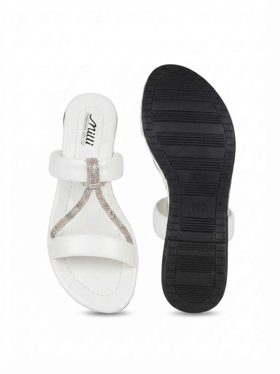 AF Footwear Stylish Ladies Rexine Slippers | Women's Soft Comfortable Flat Slide Slippers | Casual Daily Wear Sandals