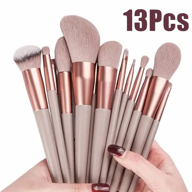 13 Pcs Makeup Brush Set Soft hair Loose Powder Eyeshadow Concealer Contour Eyeliner brush Foundation Beauty Cosmetic tools