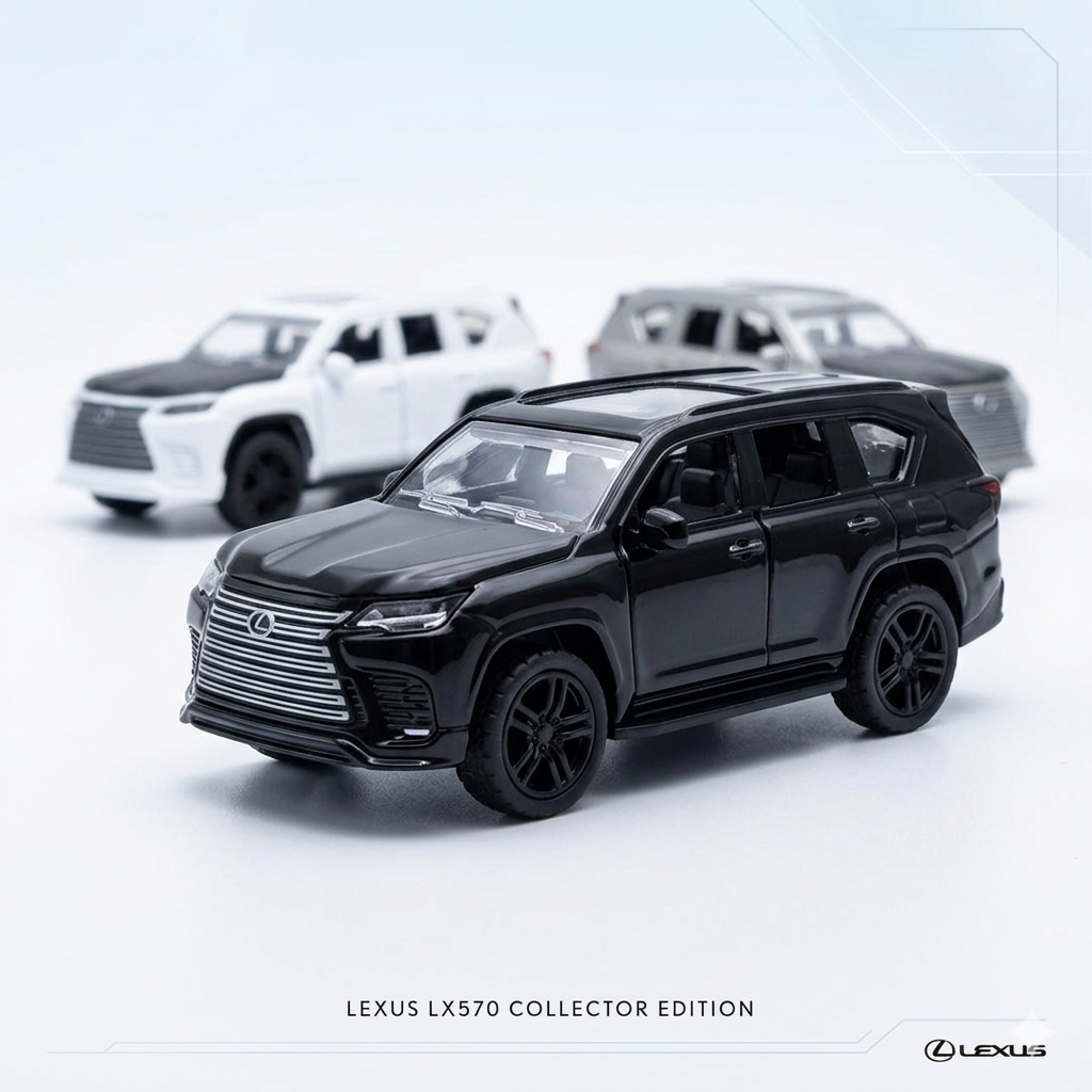 Premium Luxury SUV Diecast Metal Toy Car Model For Lexus LX570 Land Cruiser Prado Range Rover Style - 1:32 Scale Alloy Pull Back Sports Car With Openable Doors Hood Boot Lights Music