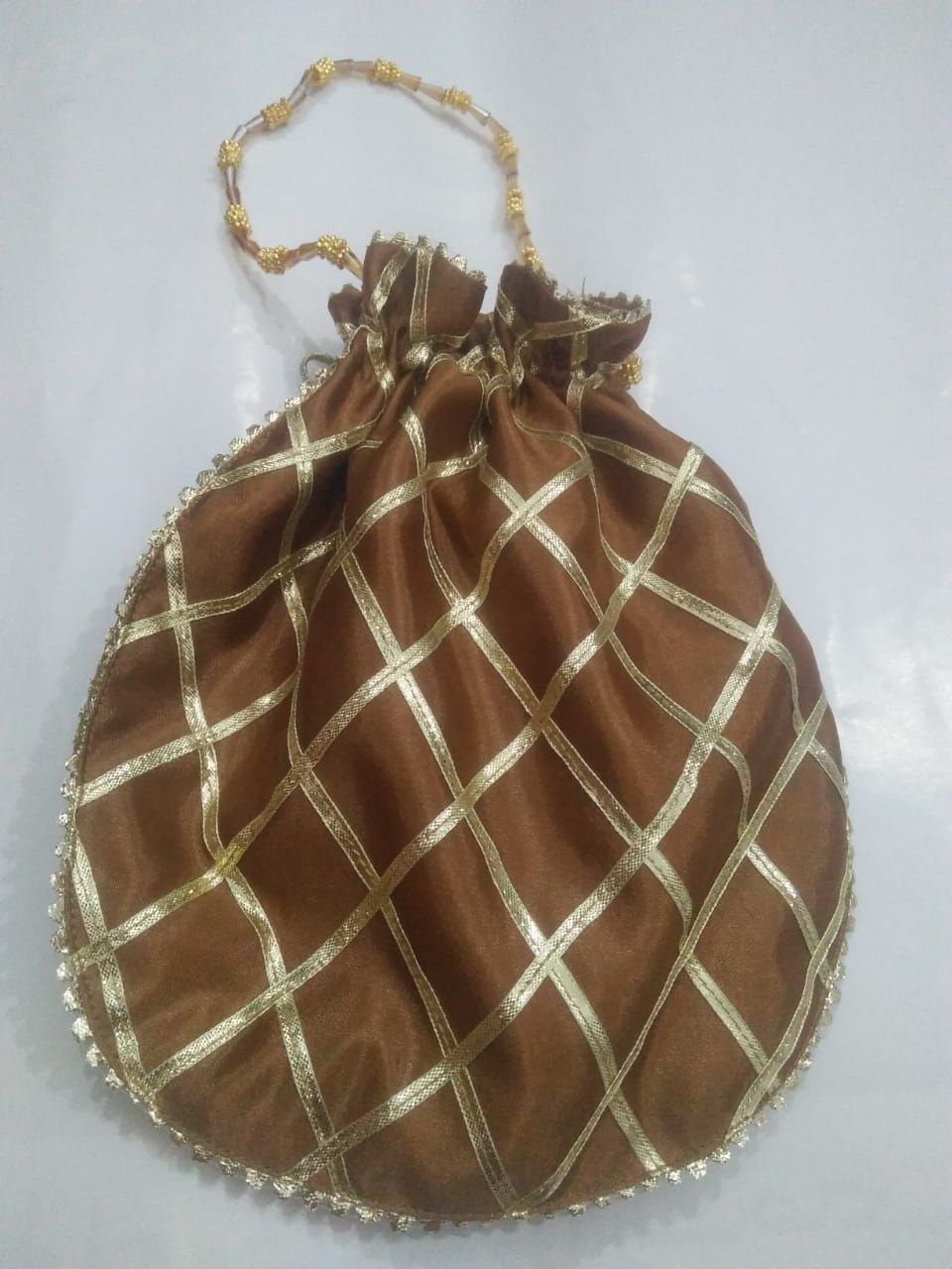 Fancy embroidered clutch/potli bag for wedding parties designer traditional potli gol bag with Handmade Gota work