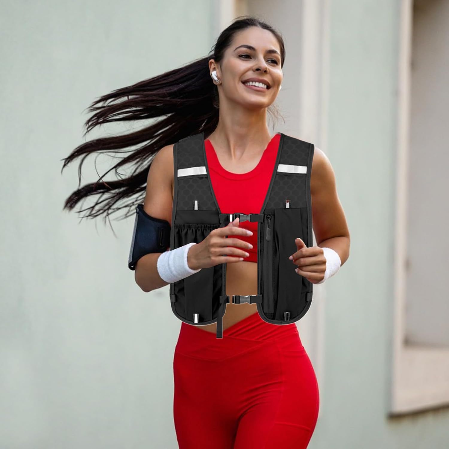 Reflective Running Vest Hydration Pack with Phone Pocket Lightweight Cycling Gear