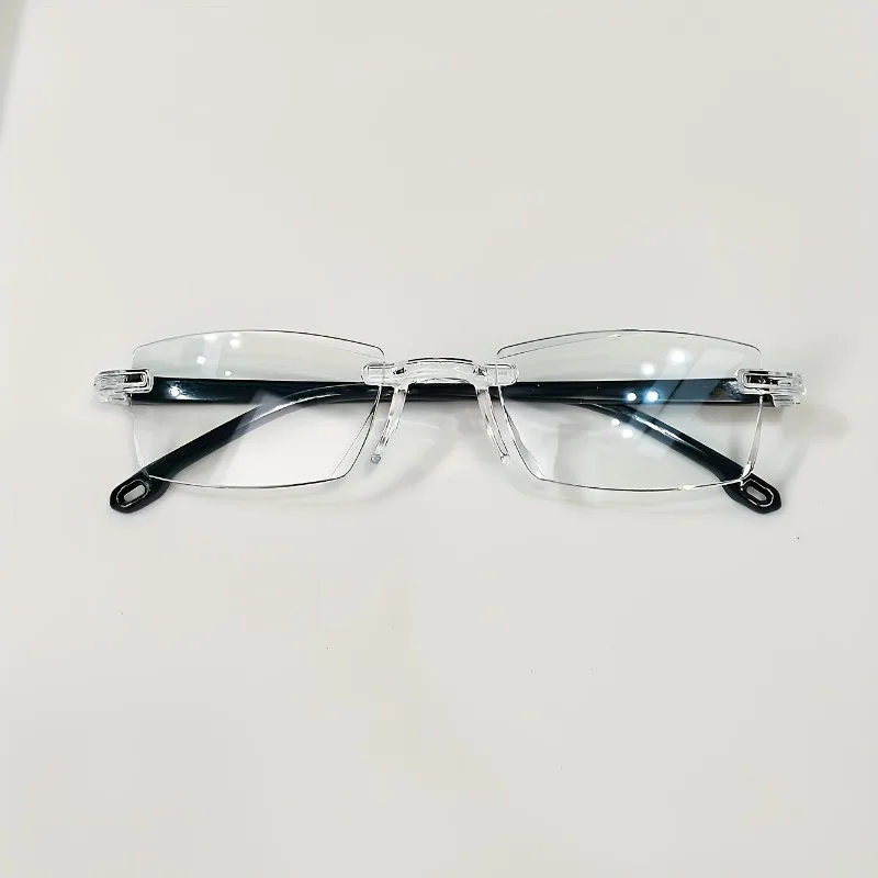 MJYIWANG 3-Piece Set of Men's and Women's Presbyopia Glasses - Stylish Frameless Rectangular Frame, Prescription +1.0 to +4.0