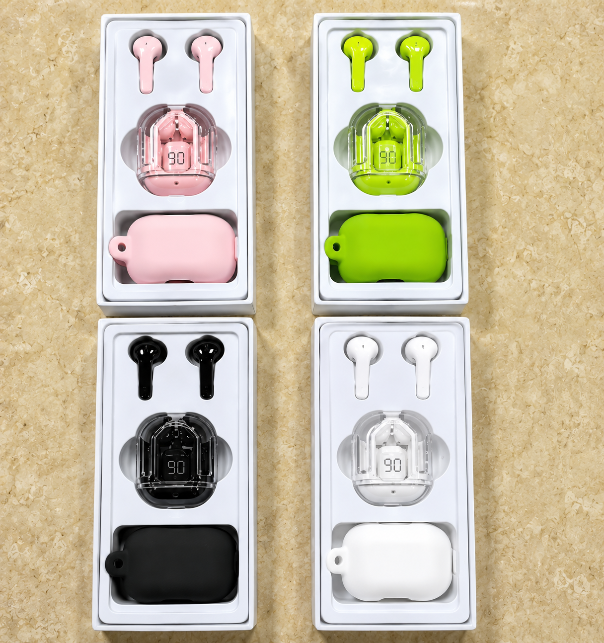 Air31 TWS dual Earbuds handfree Bluetooth Wireless Earbuds Transparent crystal frame Bluetooth headset Digital Display powerbank for earbuds charging