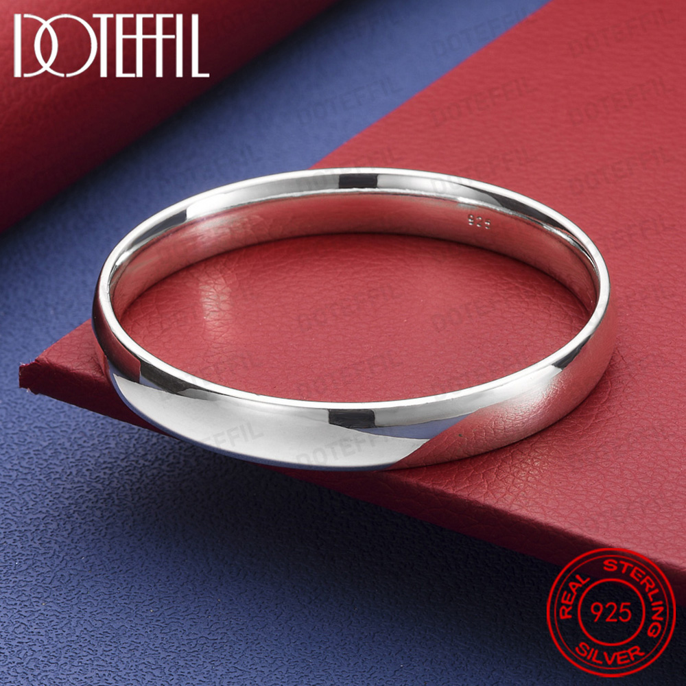 925 Sterling Silver 10mm Smooth Solid Bracelet Bangles For Women Men Wedding Engagement Party Jewelry