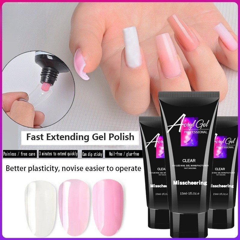 15ml Nail Extension Gel Nail Build Poly Nail Acrylic Gel Nail Polish Gel Crystal Color Quick Build Strong Longer Nail