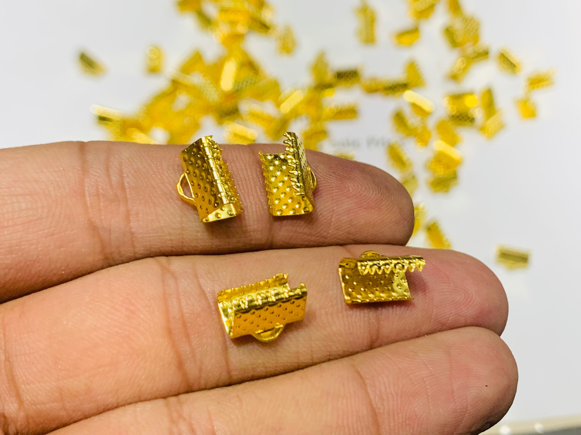25pcs/50pcs 10mm Wide Crimp End Fold Cove Clasps – Leather Cord End Caps Connector for DIY Bracelet & Jewelry Making Findings