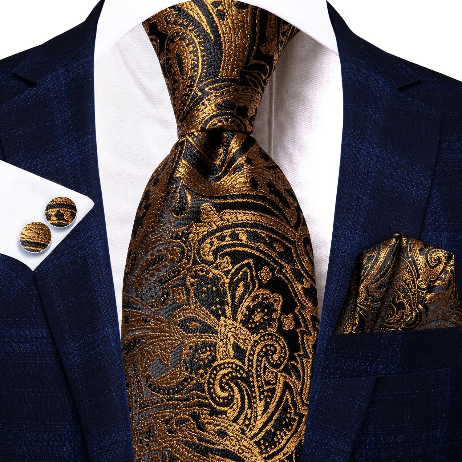 Men's Paisley Necktie And Pocket Square Sets, 143