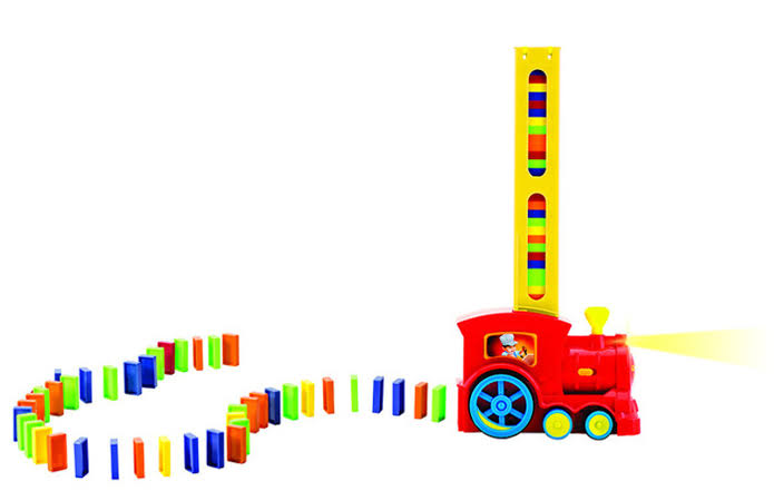 Kid's Domino Train Blocks Set, domino train blocks set building and stacking toy, Automatic Domino Train Set Kids Toy with Light and Sound Construction image 3