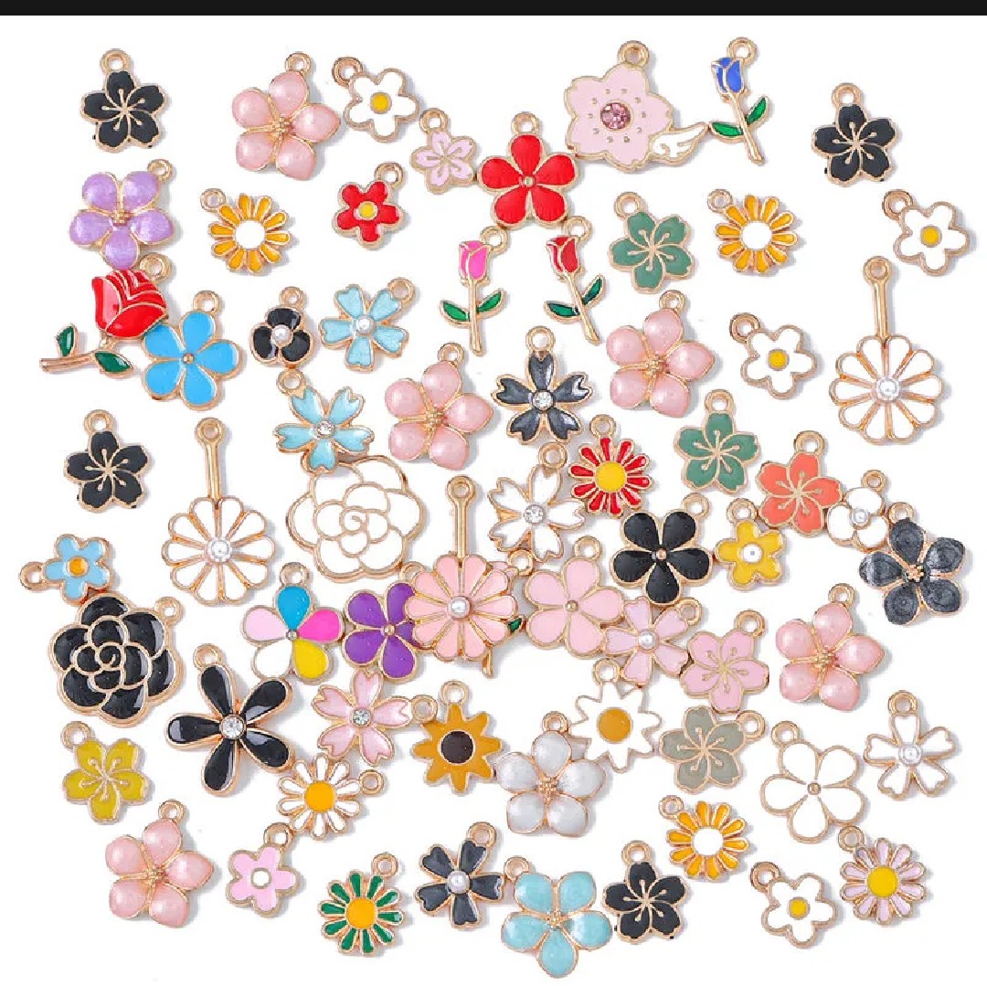 10Pcs Random Mix Alloy Drop Oil Charms Multicolor Animals Flower Pendant Beads For DIY Bracelets Earrings Making Women Jewelry Findings