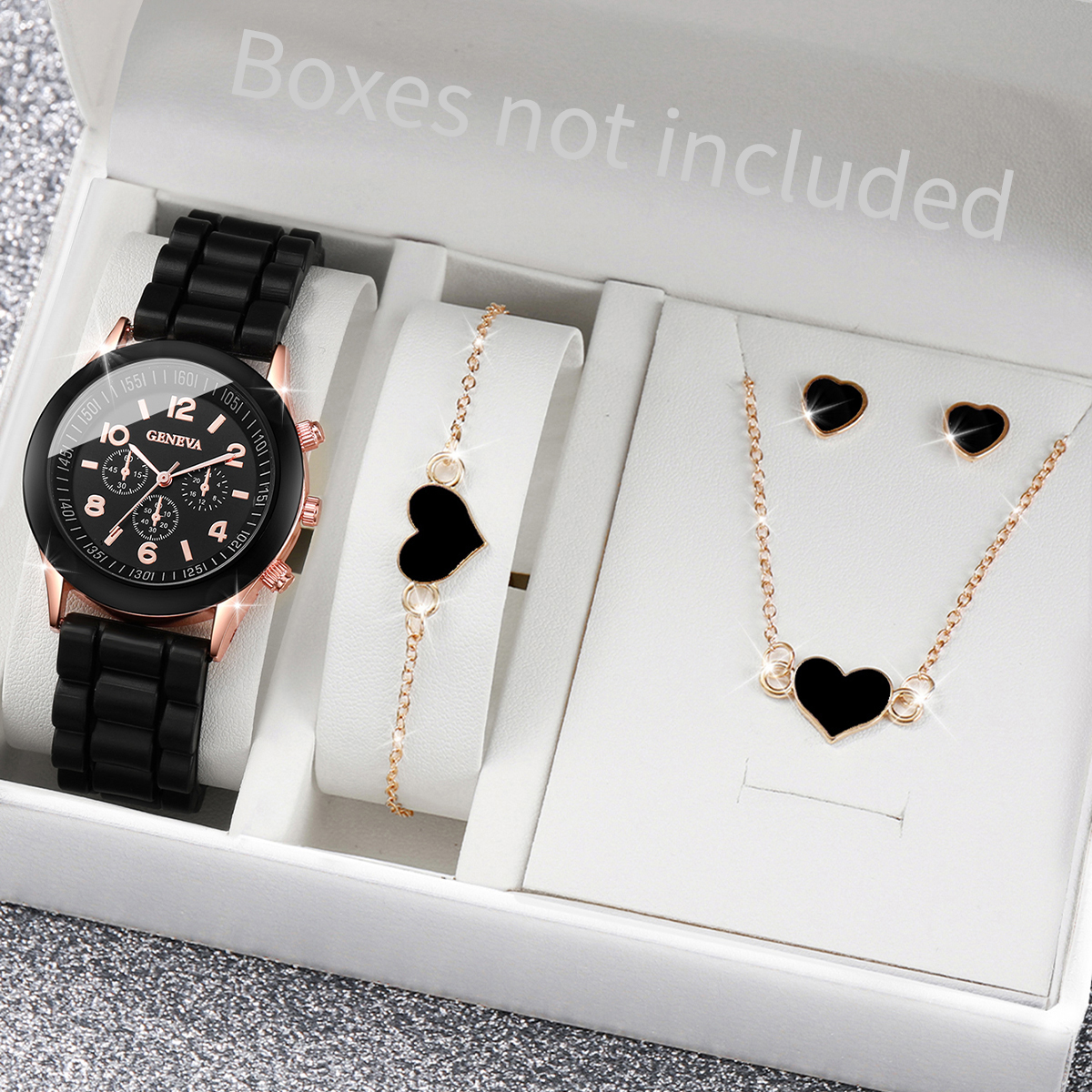 5/6PCS Women Watches Fashion Silicone Band Women Quartz Watches Jewelry Set Reloj Mujer Girls Clock  (Without Box)