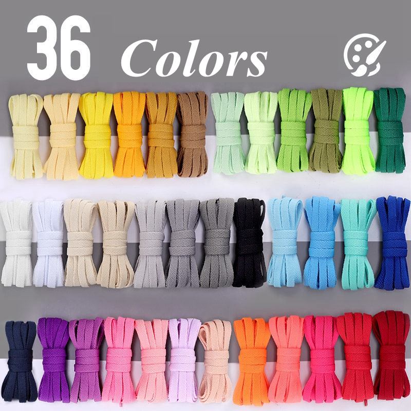 Flat Shoelaces for Sneakers 36colors Fabric Shoe laces White Black Shoe lace Boot Laces for Shoes Classic Soft Shoestrings 1Pair