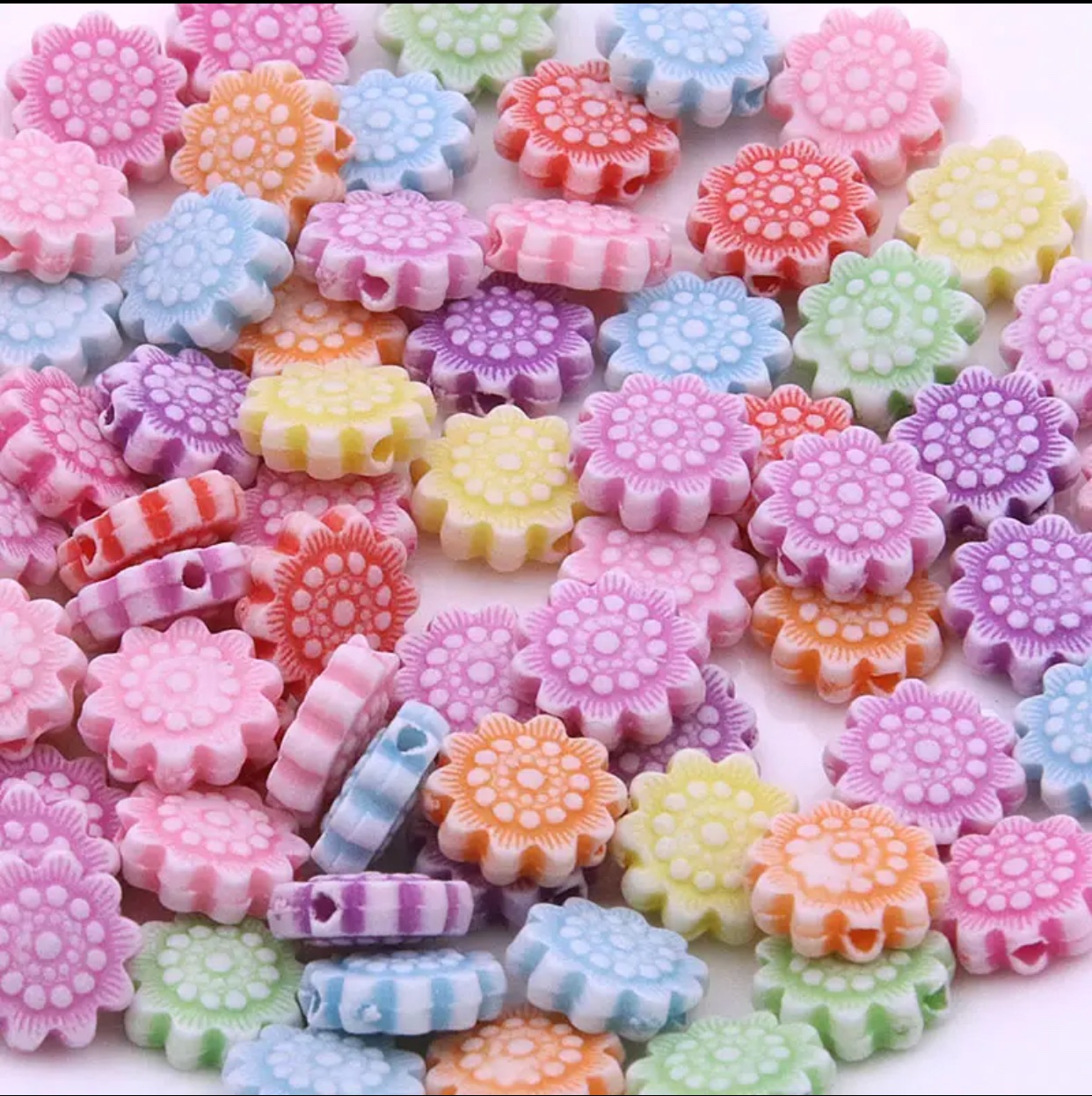 100Pcs 10mm Sun flower Mixed Colors Acrylic Beads DIY Jewelry Making Earrings Necklace Bracelet Accessories