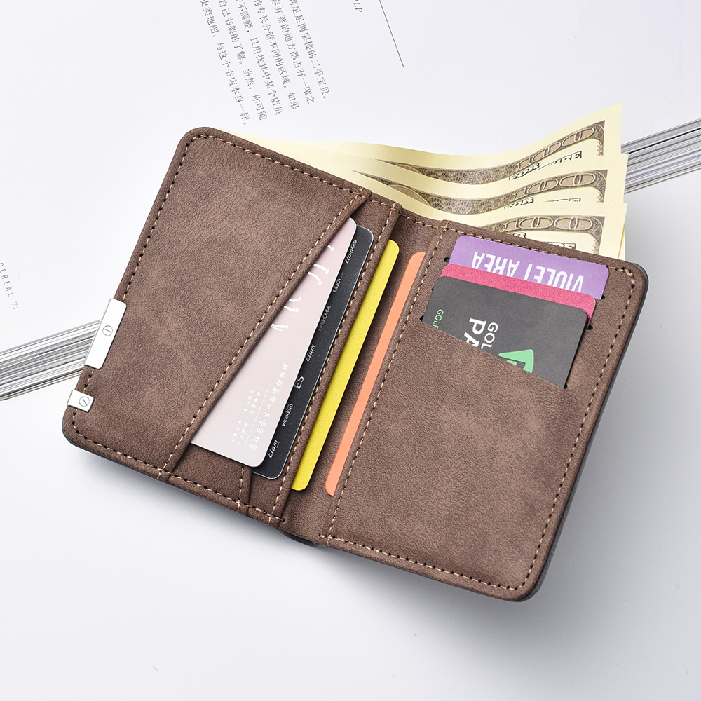 Men's Stylish Short Wallet Personalized Design Multiple Card Slots Leather Billfold Coin Pocket Slim Minimalist Bifold
