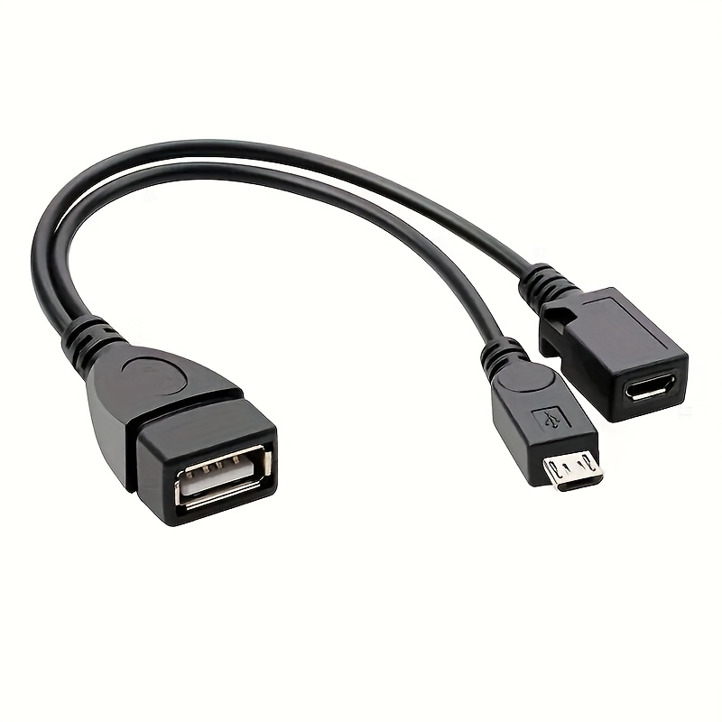 2-in-1 OTG USB to Micro USB Splitter Adapter for Fire Stick 4K/Fire TV, Android Phone/Tablet, Durable Tech Accessories