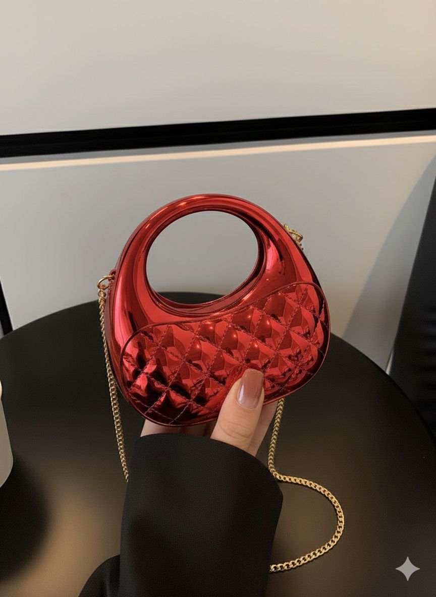Trendy Acrylic Moon Shaped Base Box Mini Clutch for Girls | Luxury Oval Bow, Heart, Shell, Flower Shape Evening Handbag | Eid Festival, Party, Wedding & Formal Fashion Bag(Perfect Gift For Her)
