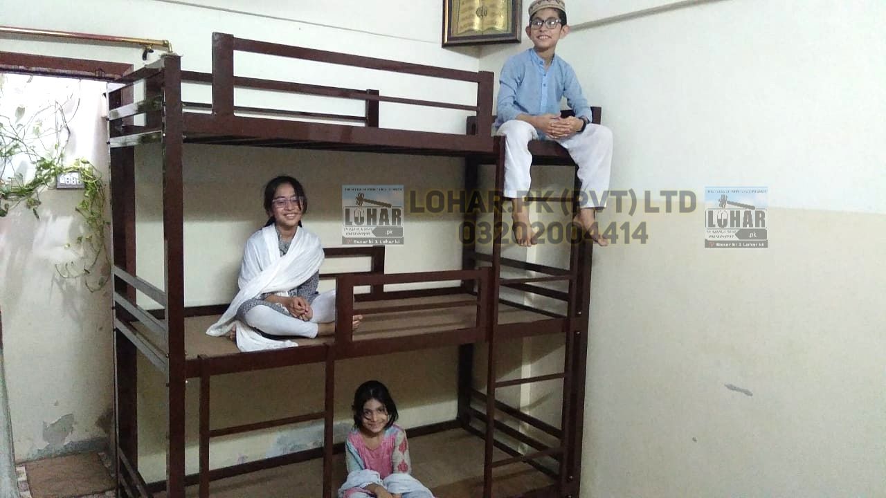 Triple Storey Bunk Bed Metal Frame / Space Saving Loft Over Bed / Triple Dacker Iron Bunker Bed
