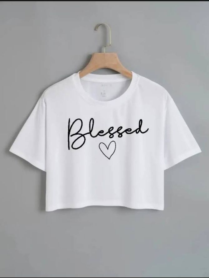 Stylish Crop Top T shirt for girls With Blessed design half sleeves Summer trendy Design Crop Top For girl women and ladies