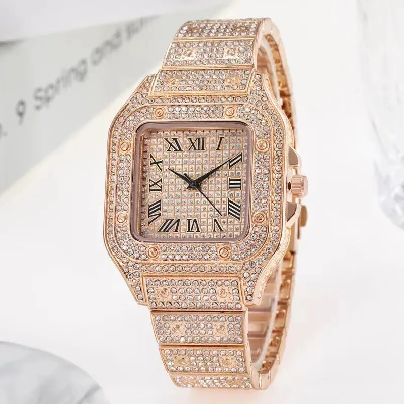 HOT DEALS Luxury Diamond Men Women Watches Gold Watch Ladies Wrist Watch Luxury Rhinestone Unisex Bracelet Watches Female Clock 2025 New
