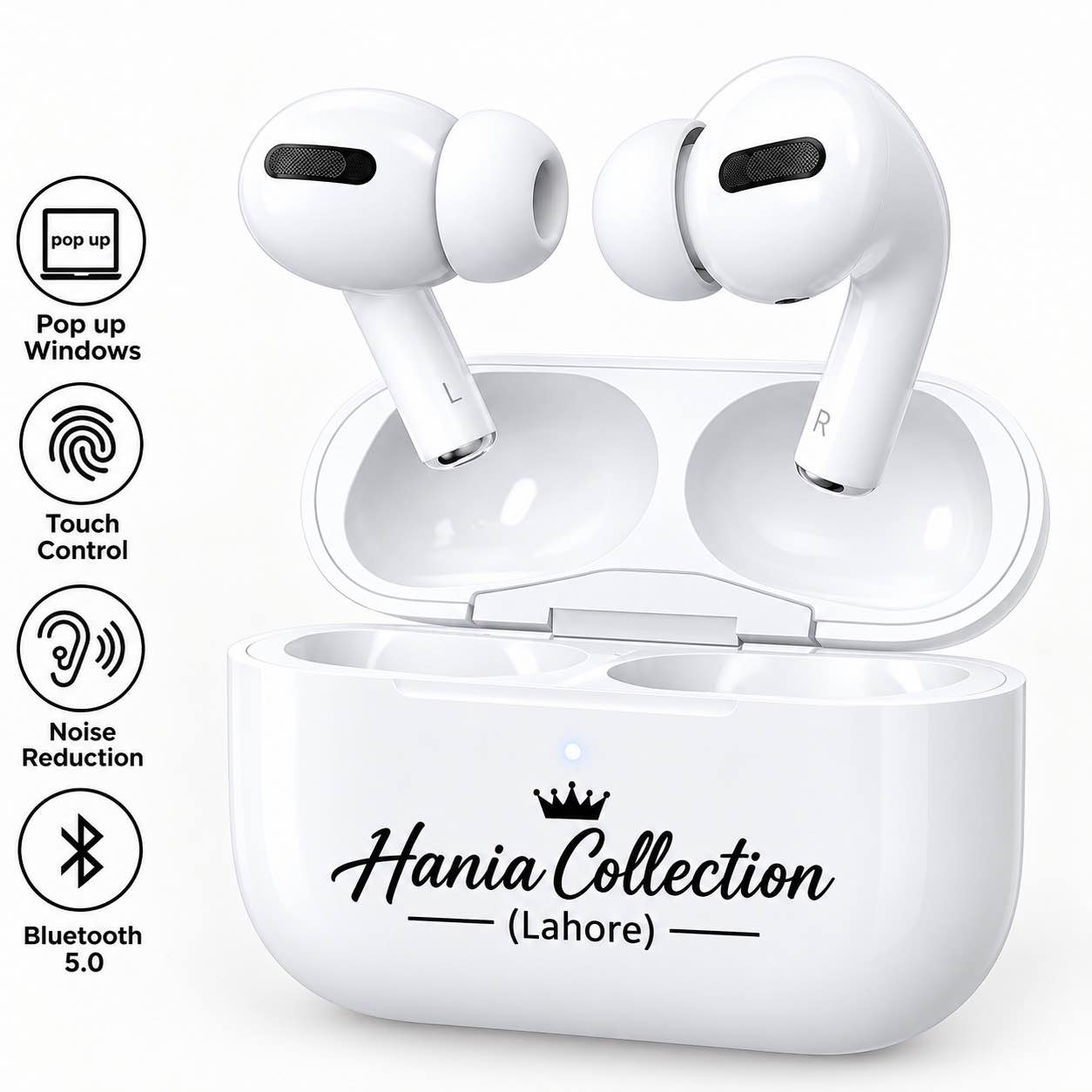 TWS M04 EArpod & Ear Pro Wireless Earbuds with LED Display – ENC Noise Cancellation, HiFi Stereo, Bluetooth 5.3 – Available in Black & White