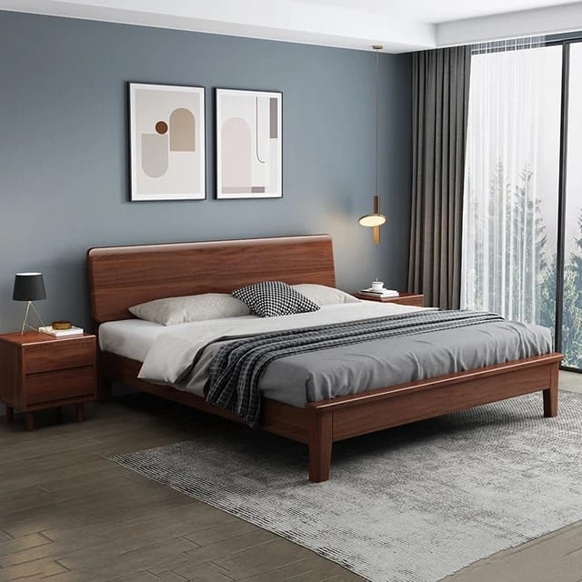Modern Sheesham King Size Bed With 2 Side Tables