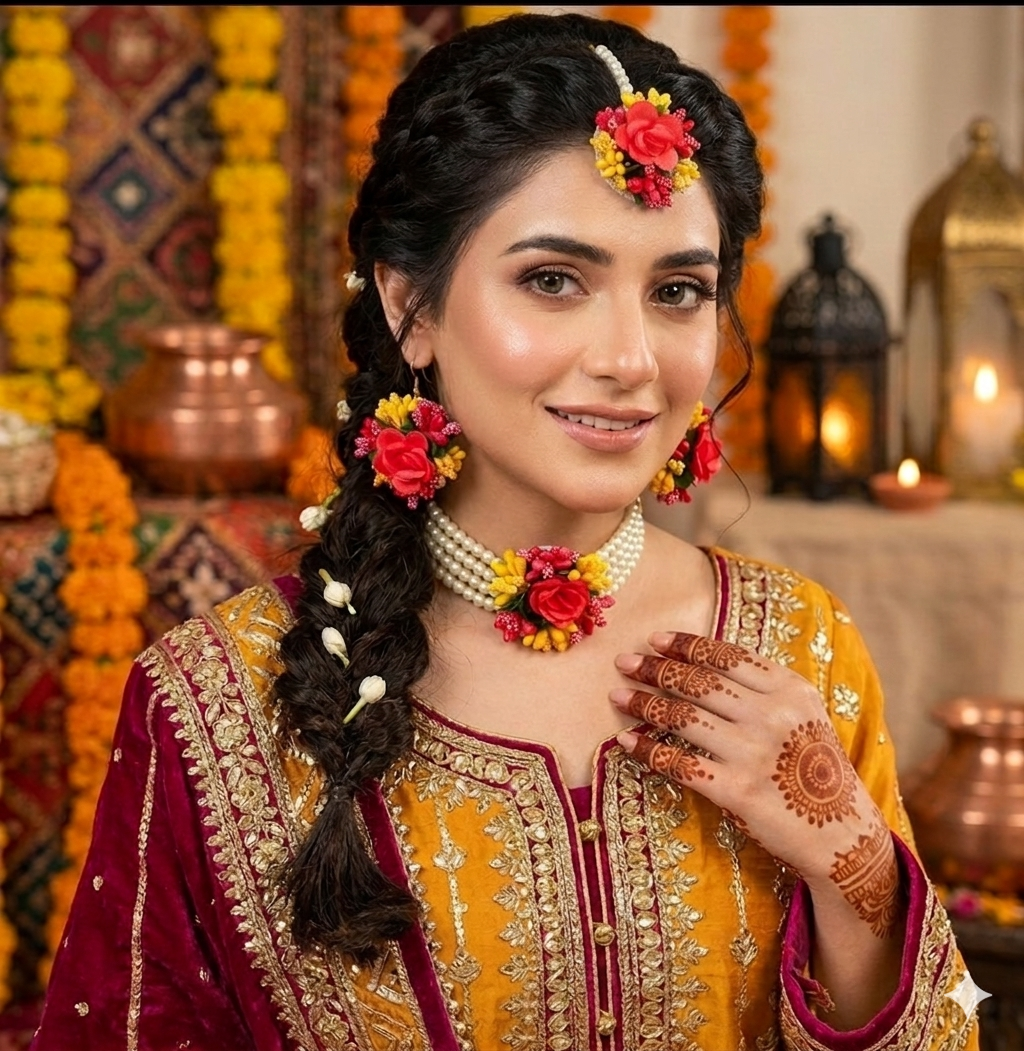 Bridal  jewellery set, Bridal jewellery set Mehndi, mayon flower jewelry , Mehndi accessories,  Mehndi Jewellery set for girls for Bridal