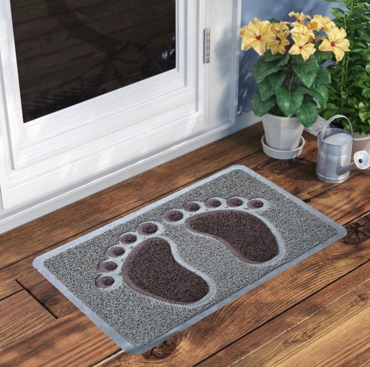 PVC Coil Doormat Foot Design Non Slip Washable Mat