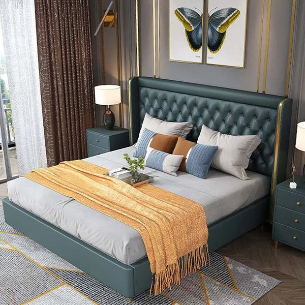 Bedroom Furniture Set Modern Italian Design Upholstered King Size Storage Beds