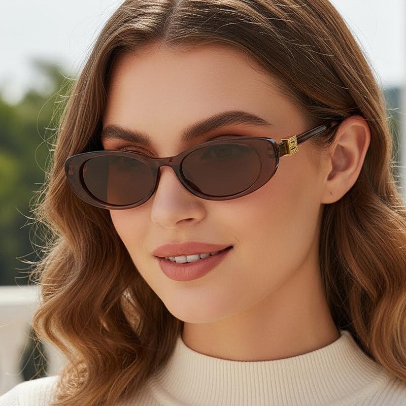 Fashion Cat Eye Sunglasses Women Rivet Decoration Narrow Frame New Ins Sun Glasses Luxury Ladies Style Eyeglasses UV400