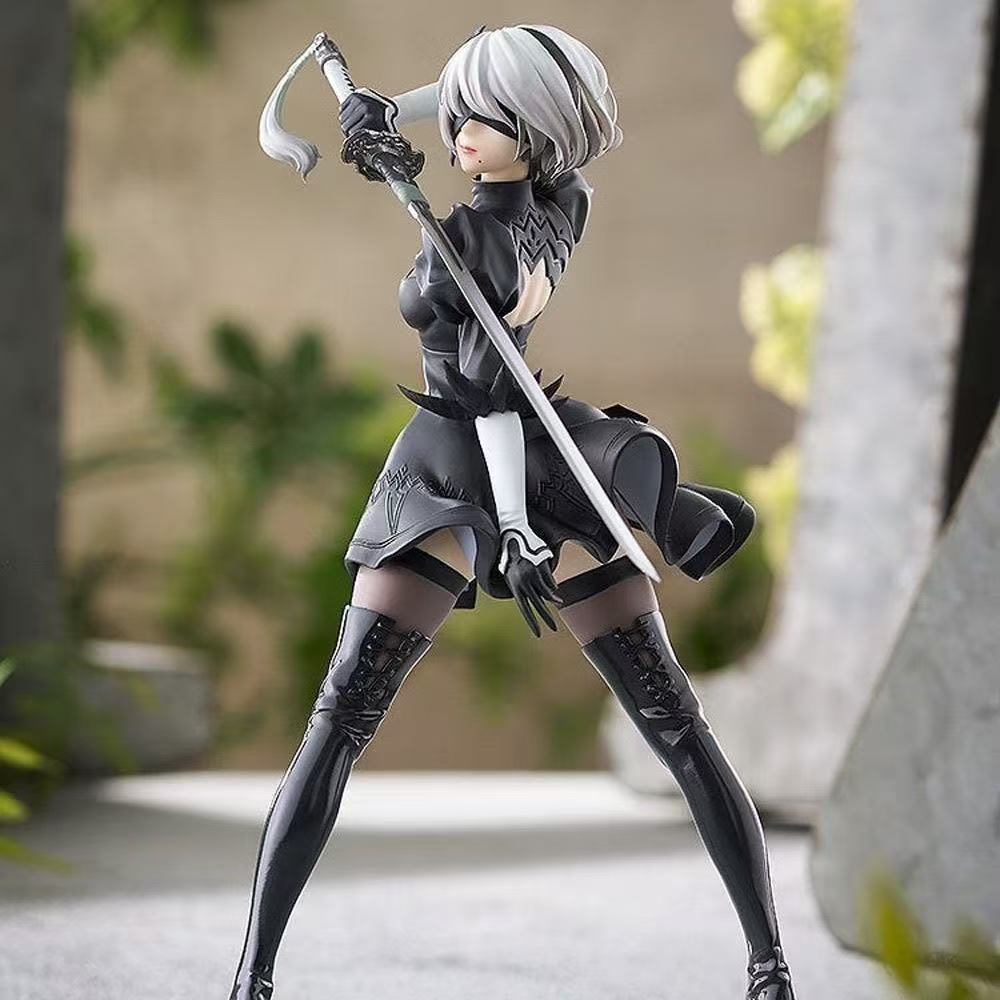 Hot 18CM Yorha 2B Black and White Series Anime Figure PVC Collectible Action Figures Model Doll Statuette 