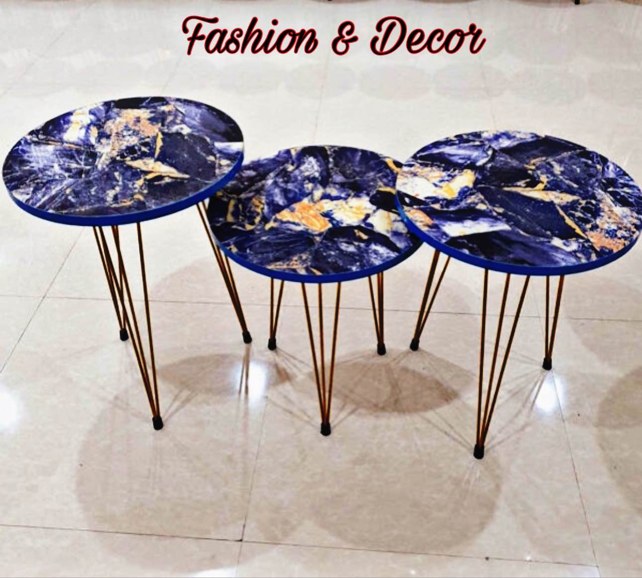 1 Piece / Set of 3 Round Coffee Table High Gloss Nesting End Tables - Round Wood Stacking Coffee Side Accent Tables with Metal Legs for Living Room, Home Office, Nightstands for Bedroom, Sturdy Easy Assembly - 3 Piece Modern Nesting Table Living Room