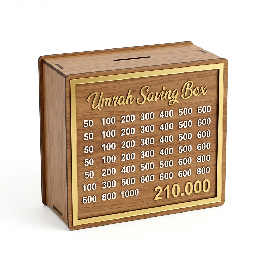 Umrah Saving Wooden Box Money Saving Bank for Umrah Fund, Hajj Savings and Islamic Gifts