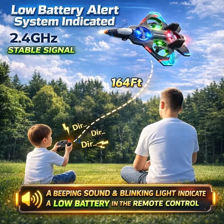 Fighter Jet RC Drone with LED Lights 2.4GHz Remote Control QuadCopter Plane | Rechargeable Foam Aircraft Toy | Long Range RC Airplane for Kids & Adults