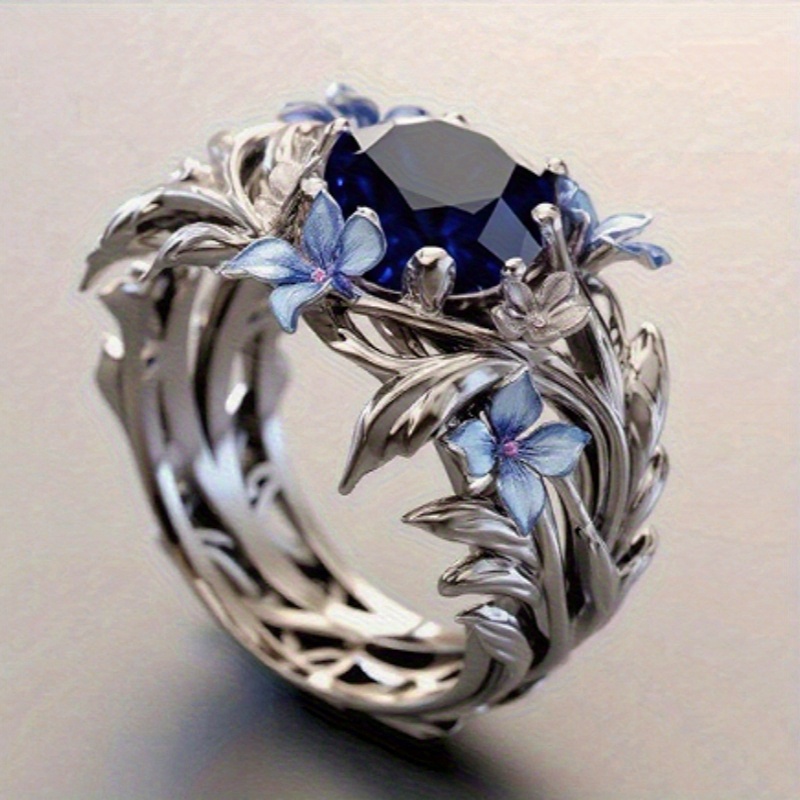 1pc Elegant Iris Style Ring Luxurious Cubic Zirconia Women's Ring Perfect for Weddings Engagements Valentine's Day Jewelry 