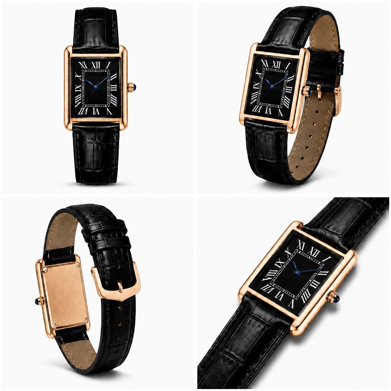 Elegant Vintage Rectangular Quartz Wrist Watch for Men