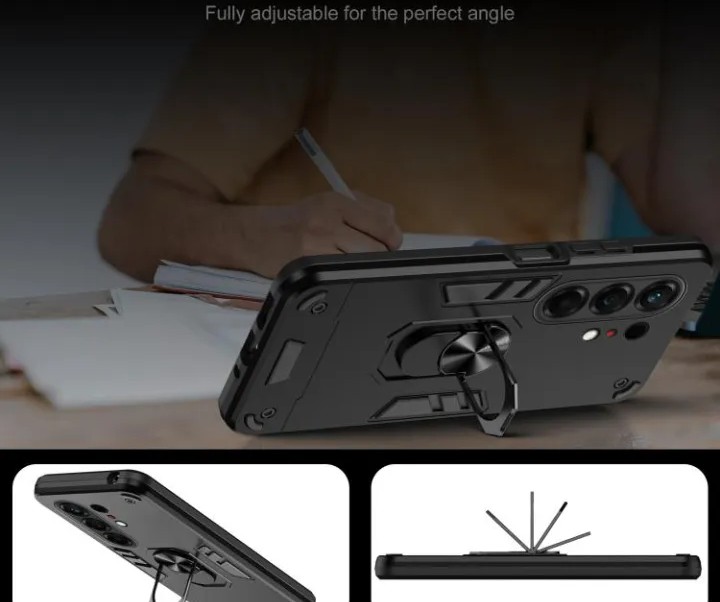 Tecno Camon 50 Pro Full Body Durable Protection Case Magnetic Ring Holder Armor Case Rotating Kickstand Grip Shockproof Hybrid Back Cover with Camera Lens Protection Anti-Drop Hard Case Rugged Shock Absorption Slim Fit Magnetic Car Mount Compatible