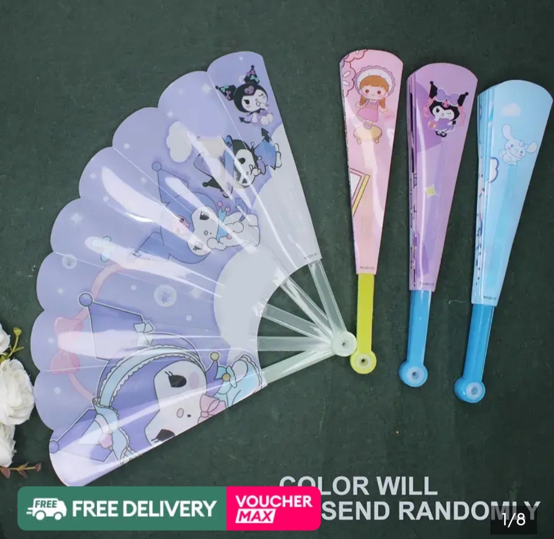 Mini Folding Fan Summer Cute Small Hand Held Fans Cartoon Student Portable Plastic Painted Relieving Heat Folding Fan for Kid